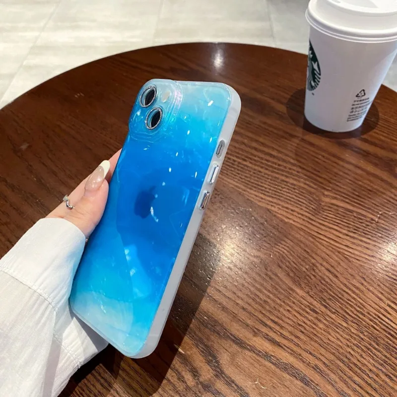 التدرج موجات الملمس بريق عدسة فيلم جراب هاتف آيفون 16 15 14 13 12 برو ماكس 15 16 زائد 11 الزلزالية الغطاء الواقي