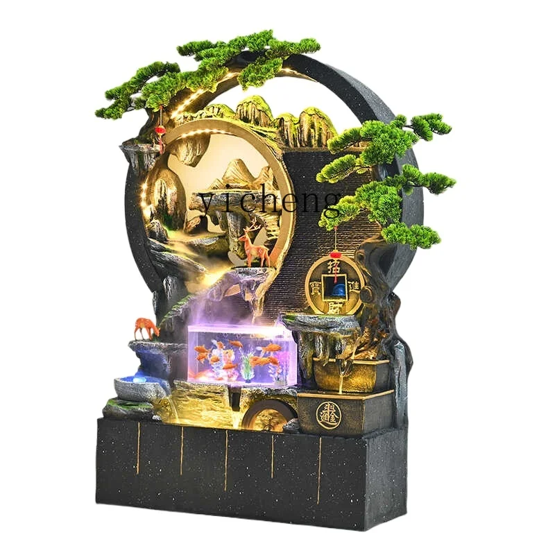 ZK rockery flowing water fish tank landscape water curtain wall screen partition opening ornament