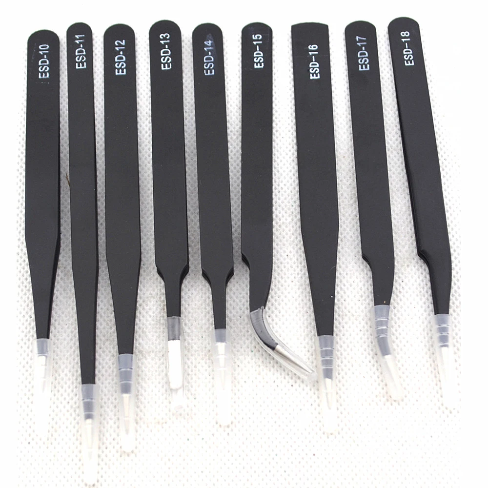 1Pcs/Set 1.5MM ESD Anti-static Stainless Steel Tweezers ESD-10 ESD-11 ESD-12 ESD-13 ESD-14 ESD-15 ESD-16 ESD-17 ESD-18