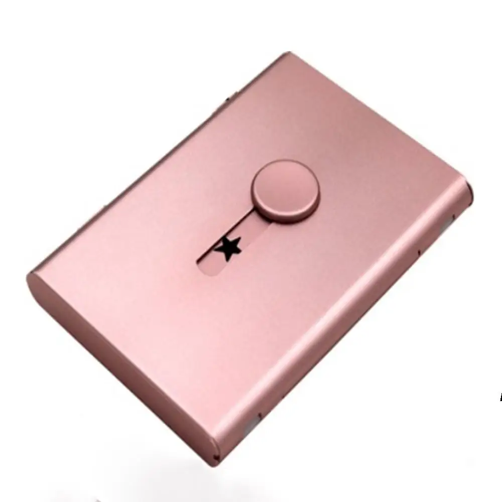 Women Wallet Box Credit Card Holder Star Scrub Aluminum Card Case Pocket Thumb Slide Out Business Name Card Holder ID Card Case