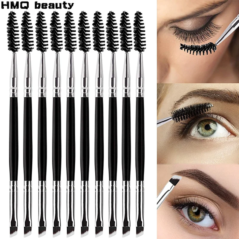 Brosse à cils à Double tête, peigne à sourcils 2 en 1, brosse de maquillage à angle plat, outils à Double extrémité, 10/5 pièces