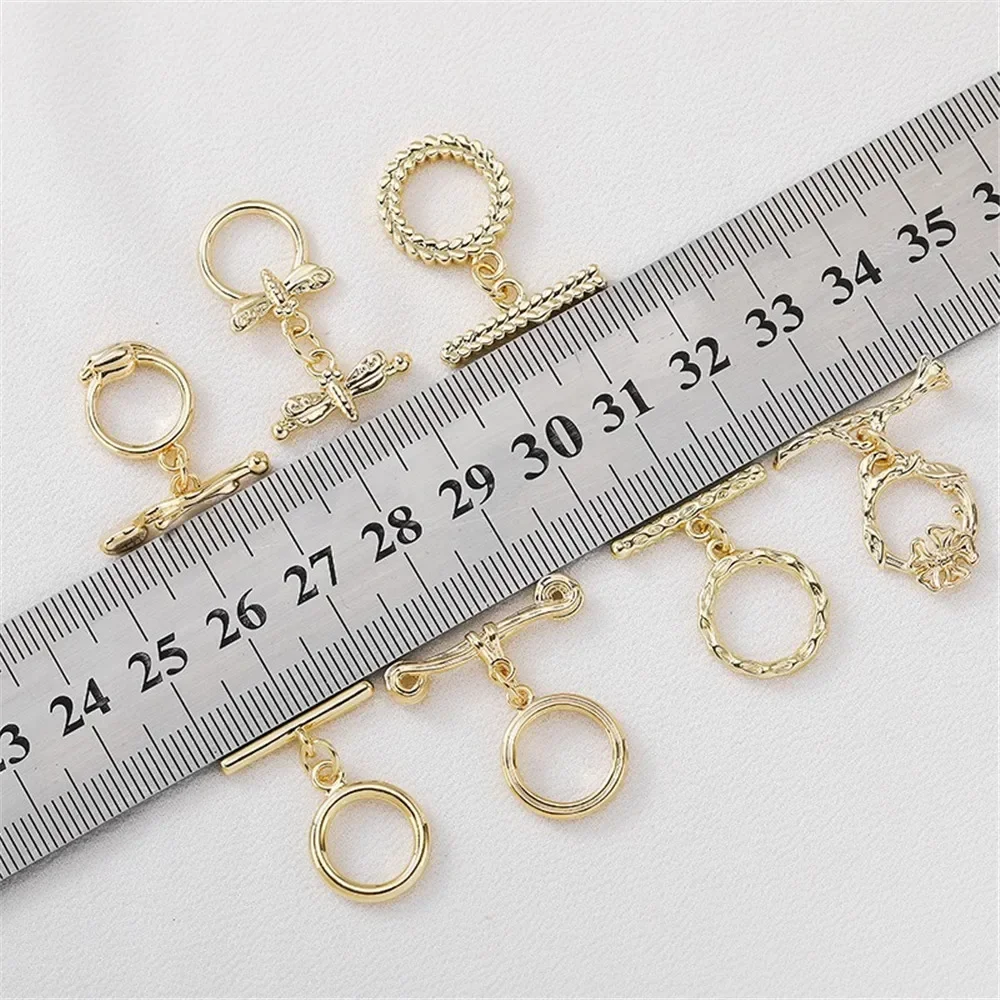 14K Gold-coated OT Button Pearl Necklace Ending Button Handmade Diy Bracelet Connecting Buckle Jewelry Material Accessories K007