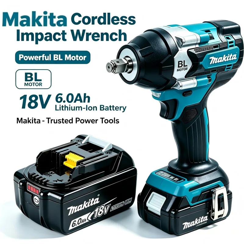 

Makita DTW700 Cordless Impact Wrench 18V Brushless Motor 1000Nm Variable Speed Electric Wrench High Effieiency Durable Auto Stop