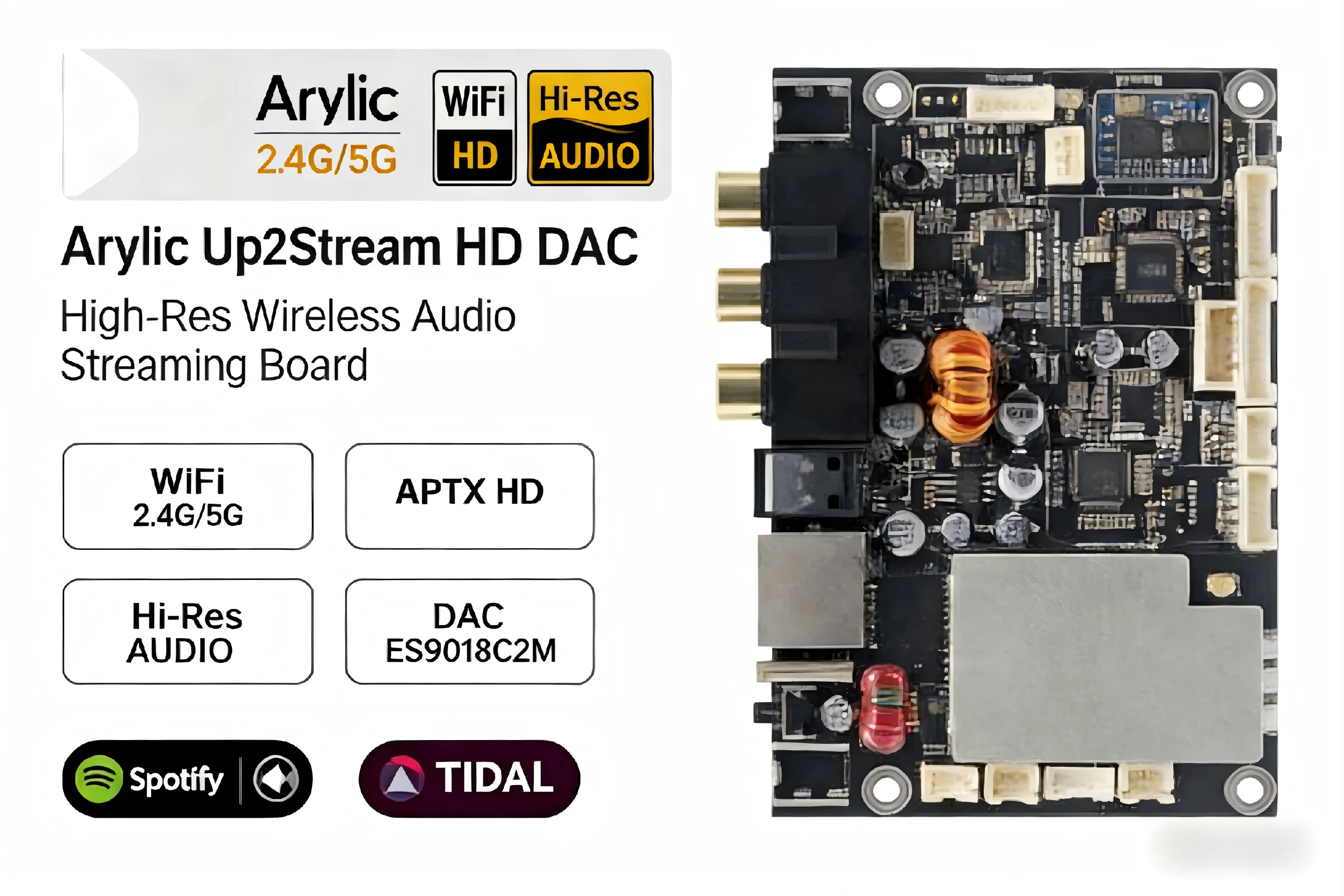 

Arylic Up2Stream HD DAC – High-Resolution Wi-Fi Audio Streaming Decoder