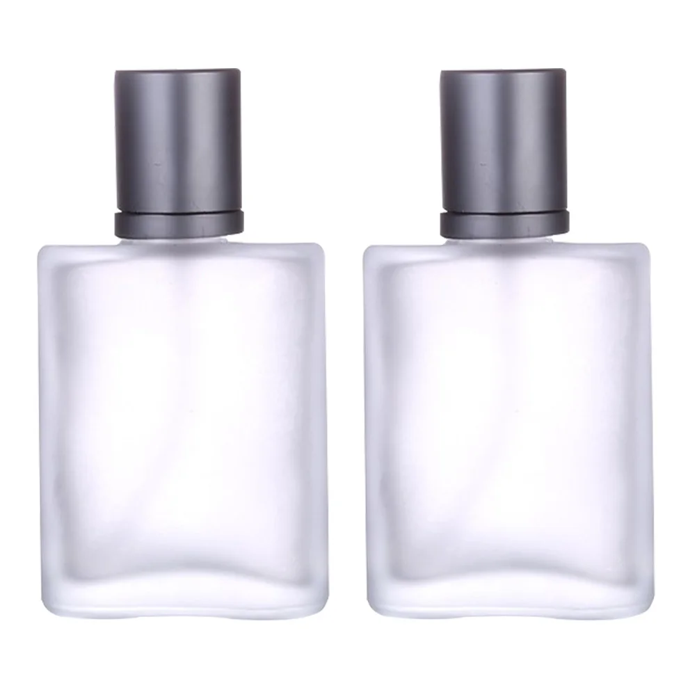 2Pcs Frosted Glass Bottles Leakproof Screw Cap Travel Sub Bottles Perfume Spray Container Refillable Cosmetics Bottle
