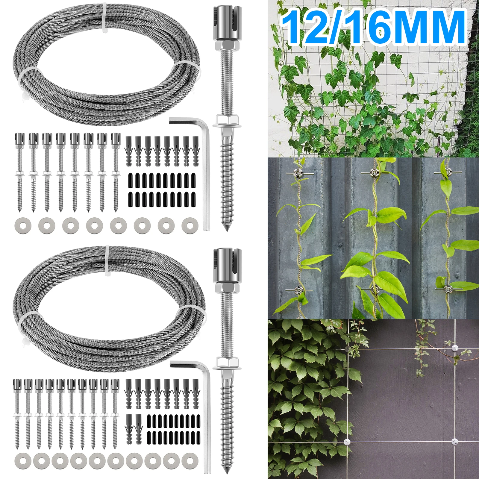 Zestaw krat z drutu 12/16M Zestaw kratowy z drutu ze stali nierdzewnej do roślin pnących i zielonej ściany ze wspornikami