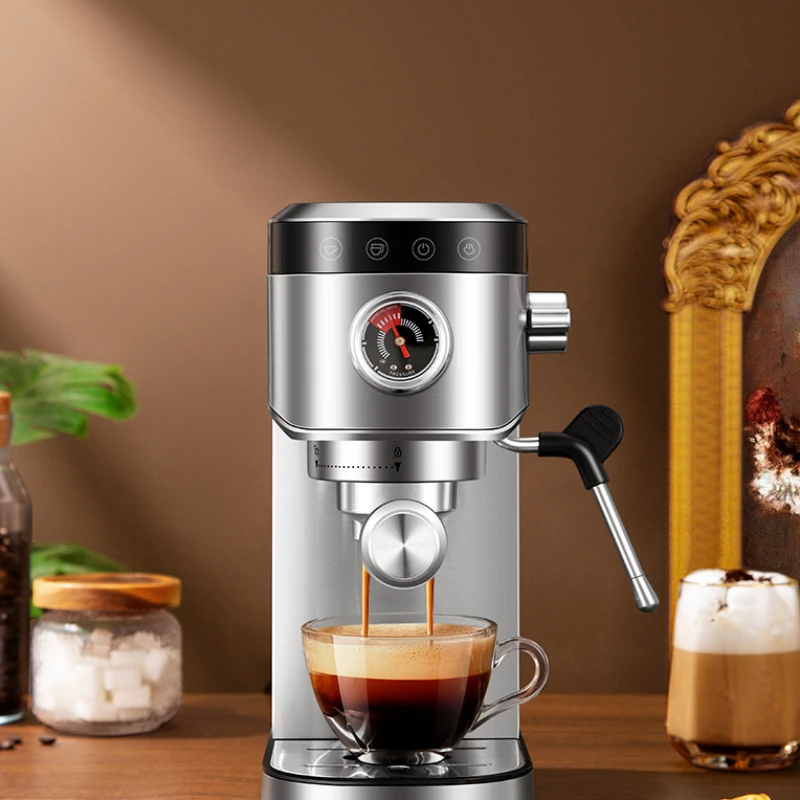 ماكينة صنع قهوة كهربائية صغيرة من الفولاذ المقاوم للصدأ ، ضغط عالٍ ، طراز إيطالي ، ماكينة بخار إسبريسو ، منزلية