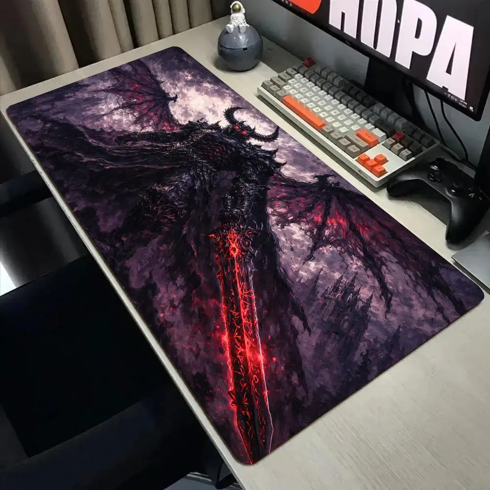 Dark Demon God Gaming Mouse Pad Desk Mat with Stitched Edge Non-Slip Desk Pad Mousepads PC Accessories Gaming Mats Office Carpet