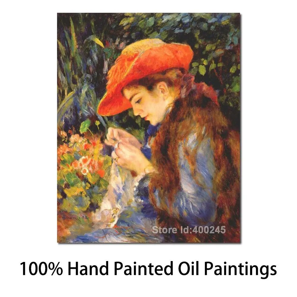 Paintings by Pierre Auguste Renoir Marie Therese Durand Ruel Sewing Hand Painted Art on Canvas High Quality