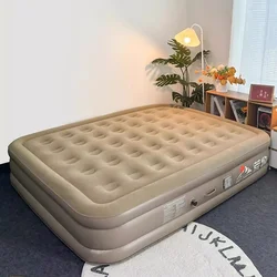 Cama doble de tamaño King, asiento inflable de diseño suave y seguro para acampar, portátil, moderno, de lujo, para viaje, muebles para el hogar