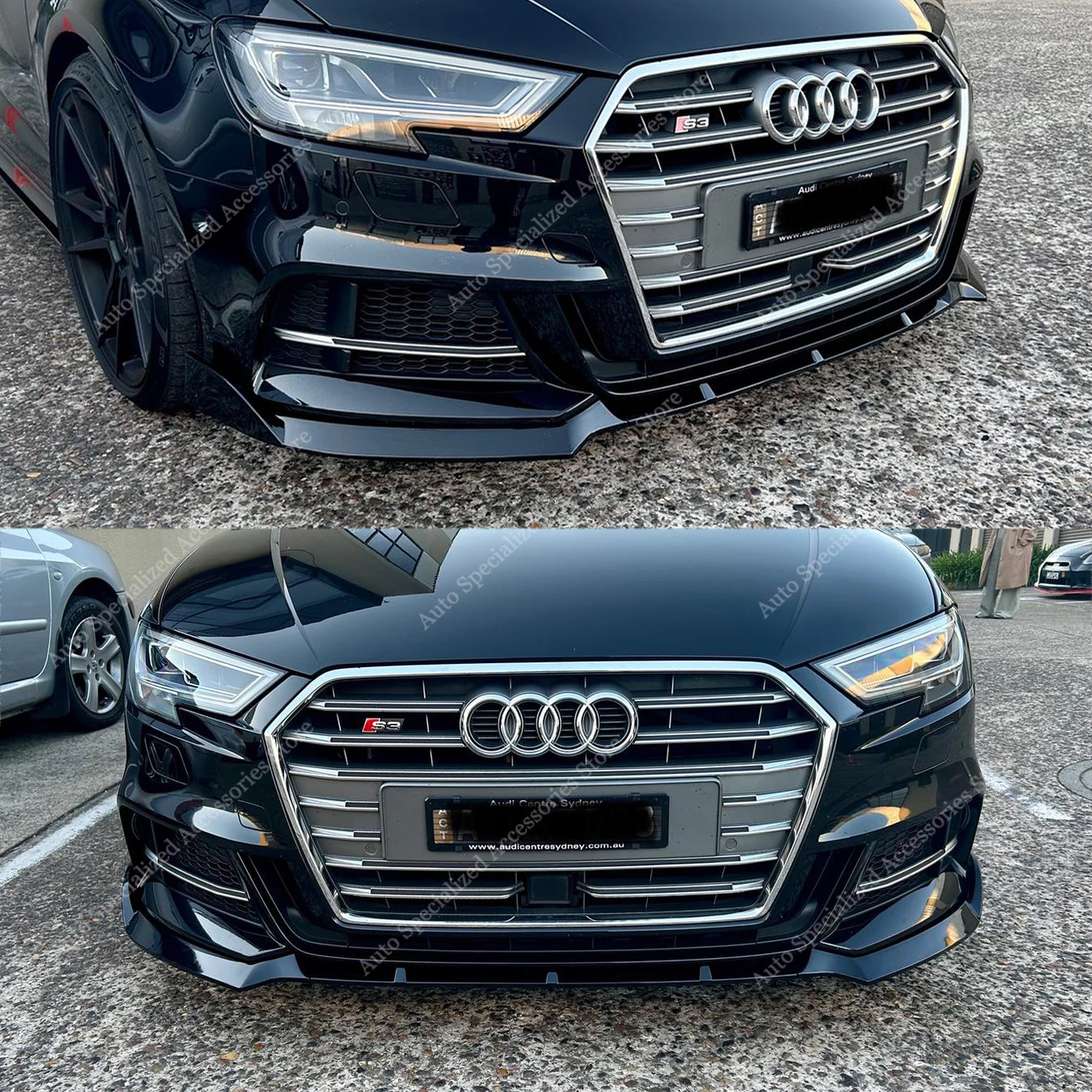 

For Audi A3 S3 3Pcs Gloss Black Front Lip Bumper Spoiler Splitter Lip A3 S3 8V FL S-Line TFSI TDI 2017-2020 Bodykits Tuning