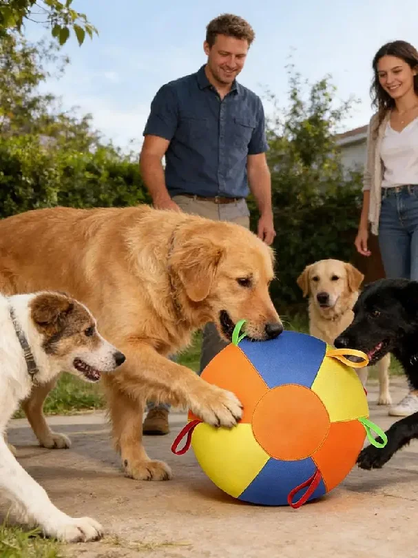 Inflatable Herding Ball For Dogs Tear-Resistant Outdoor Play Dog Training Ball With Straps Calming Jumbo Ball