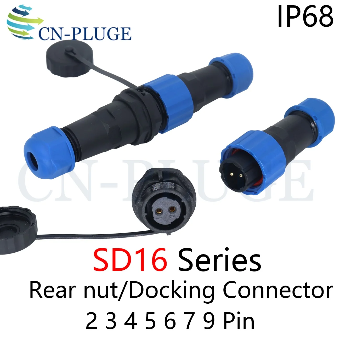 SD16 IP68 Waterproof Aviation Connector Rear Nut Docking Plug Socket 2/3/4/5/6/7/9Pin Circular Cable Aviation Plug