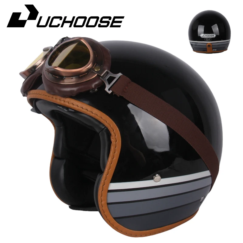 Stip open gezicht casco moto voor harley motoraccessoires mannen moto helmen gecertificeerd retro motorhelm cafe racer