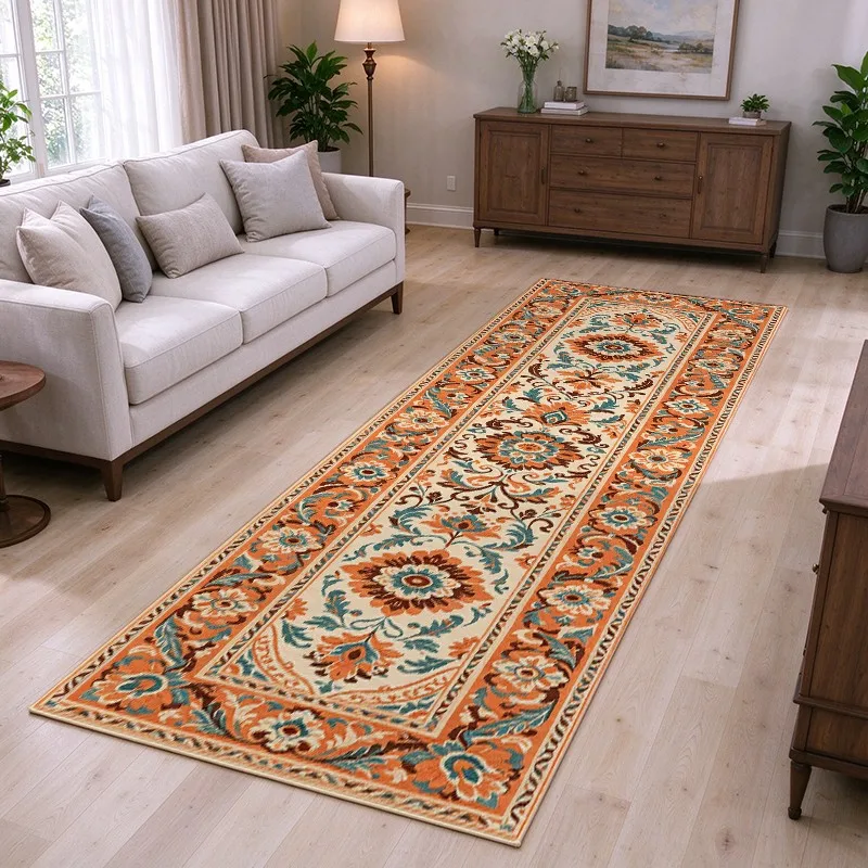 1 piece of vintage floral woven rug, soft and cozy, for autumn and winter, easy to clean, ideal for hallway, bedroom, living room, home decor, room decor