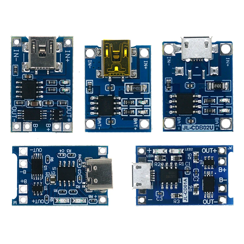 type-c / Micro USB 5V 1A 18650 TP4056 Lithium Battery Charger Module Charging Board With Protection Dual Functions 1A Li-ion