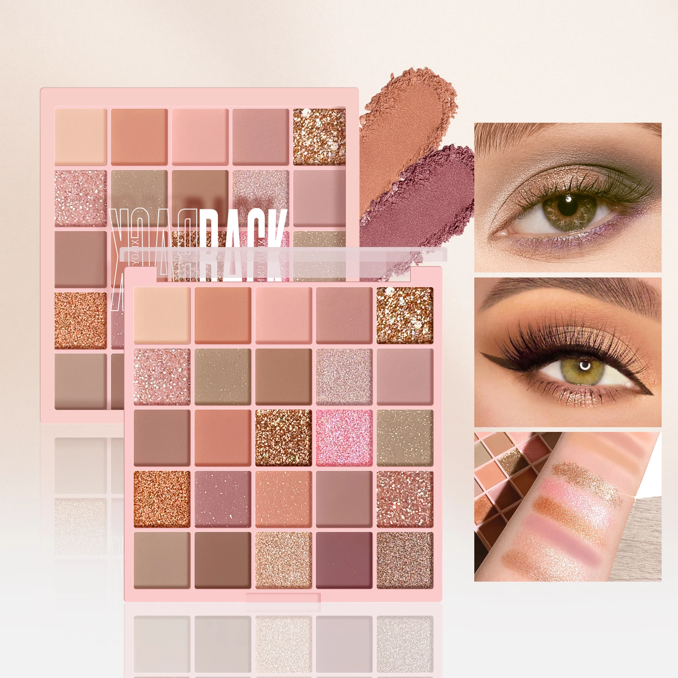 Paleta de Sombra High Gloss Dry Rose, Cinza Cimento, Cor Marrom, Tom, Matte, Glitter, Maquiagem Diária, Música, 25 Cores
