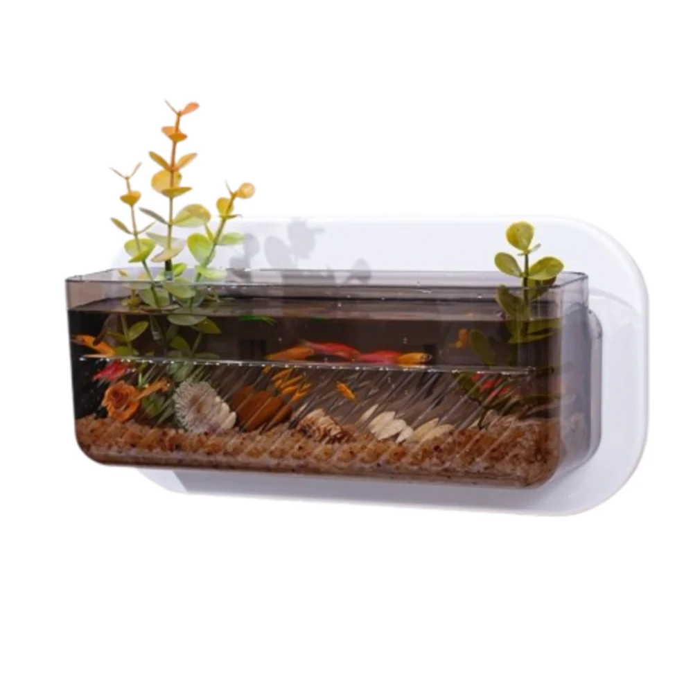 Punch Free Wall-mounted Plastic Vase Clear Creative Wall Hanging Fish Tank Home Decor Multi-function Hydroponic Flower Pot Home