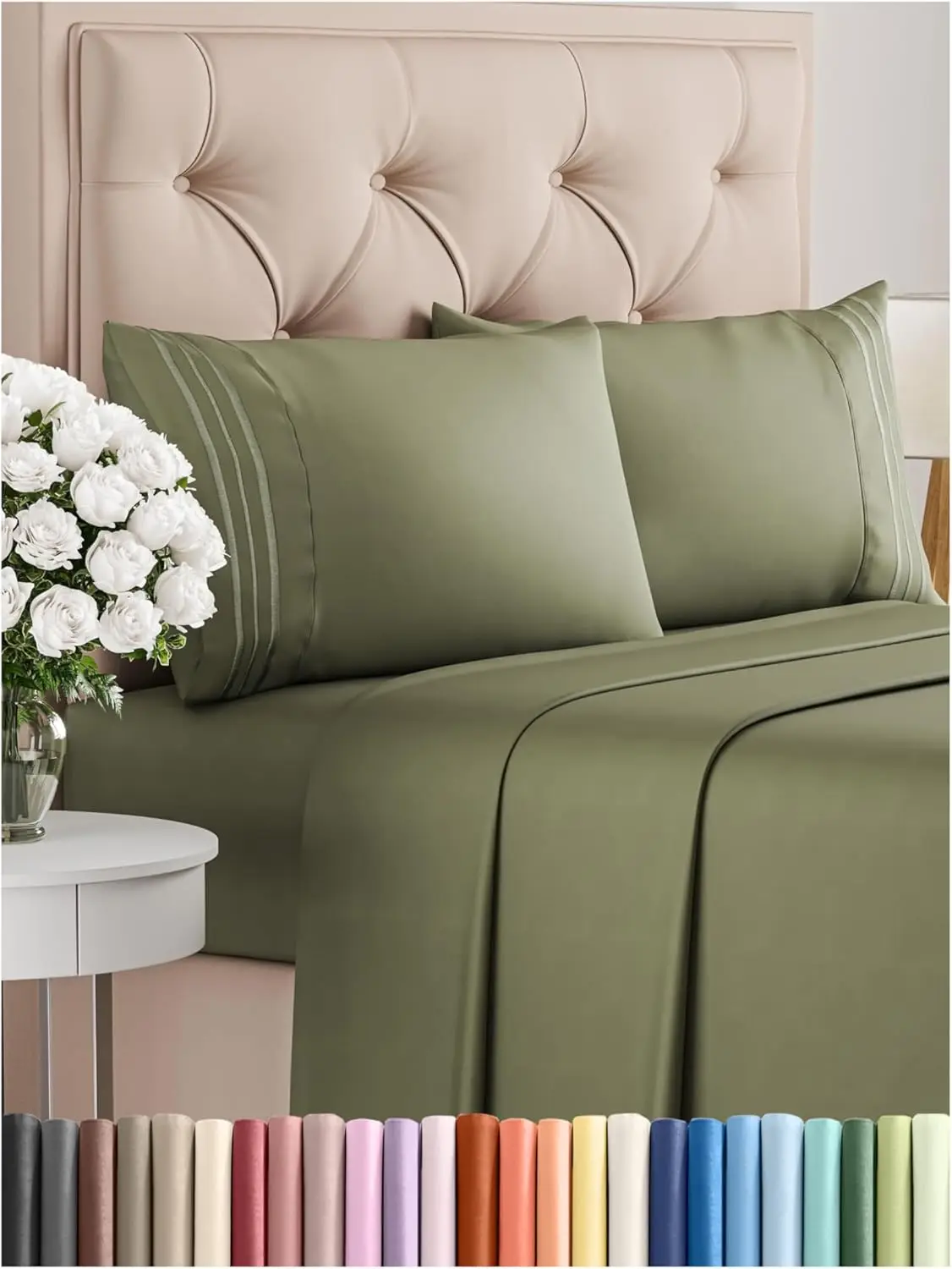 

Queen Size 4 Piece Sheet Set - Comfy Breathable & Cooling Bed Sheets Set - Deep Pockets, Soft and Wrinkle Free