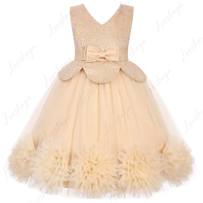 

Children's Dress Princess Sequined Children's Mesh Flower Puffy Dress Host Catwalk Dress