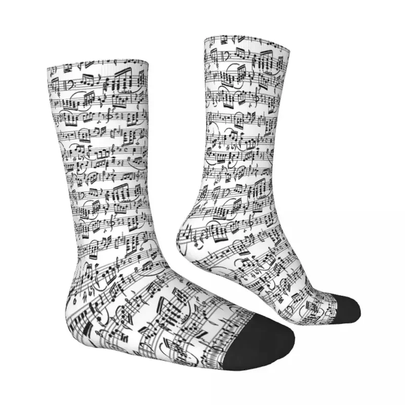 Y2K Music Pattern Note Instrument Musical Listening Socks Male Mens Women Spring Stockings Polyester