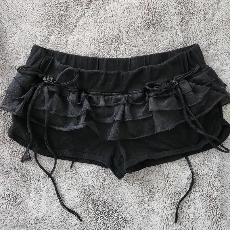 

Летний новый волан, чистый цвет, для похудения, стиль чистого желания, бант, эластичная лента, торт, милые цветочные брюки-кюлоты для женщин, стиль Y2K