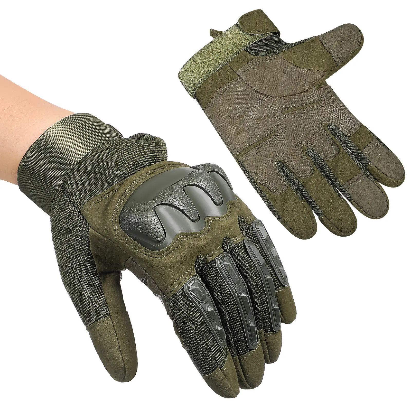 1Pair Cycling Gloves Men Full Finger Motorcycle Gloves Outdoor Sports Riding Hiking Training Impact Absorbing