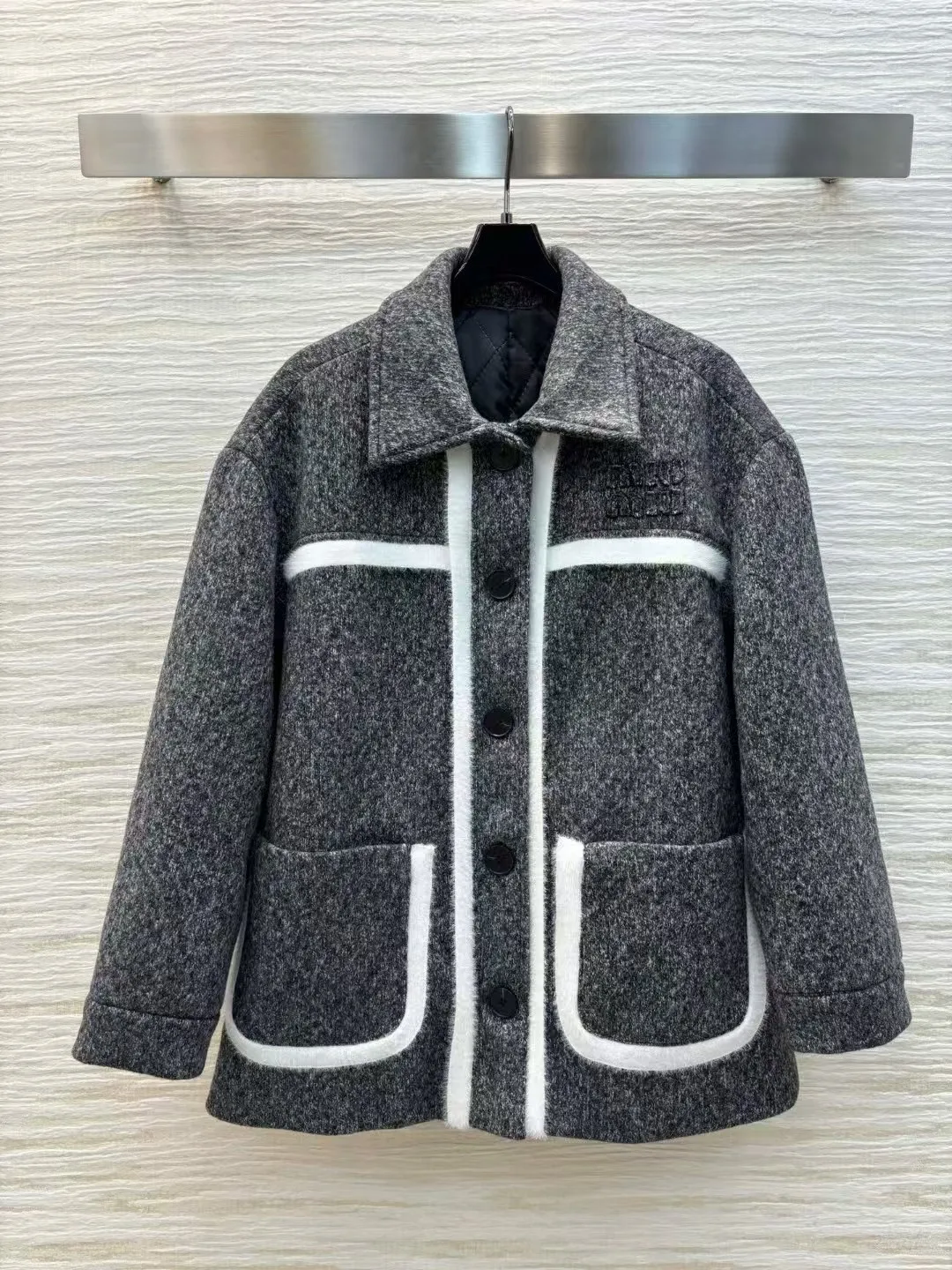 High end customized women's contrasting woolen cotton coat jacket