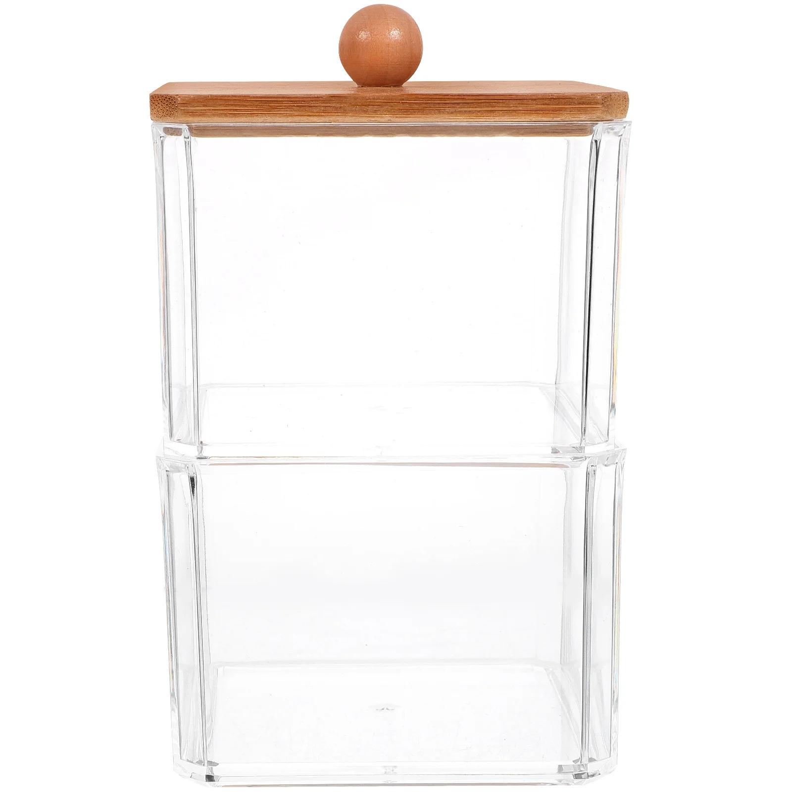 

1 Set Clear Stackable 2-Compartment Cotton Swab Pad Ball Holder Storage Box For Vanity Bathroom Organizer Small Jars With Lids