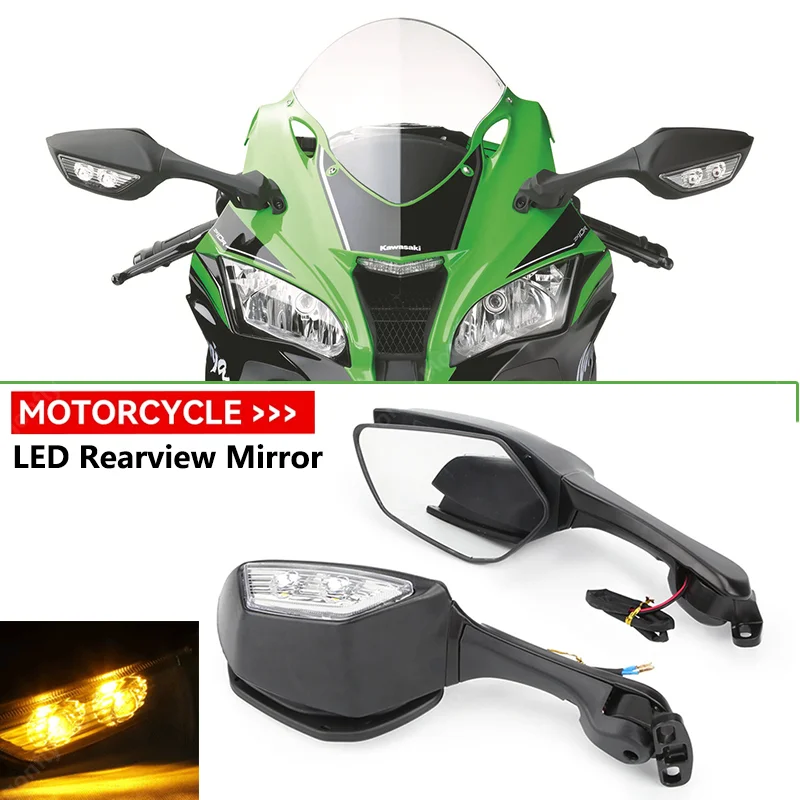 Motorcycle Rear View Mirrors for Kawasaki 2018-2021 Ninja 400 / 2011-2018 Ninja 250 ZX 6R 636 650 300R EX300 Side Review Mirror