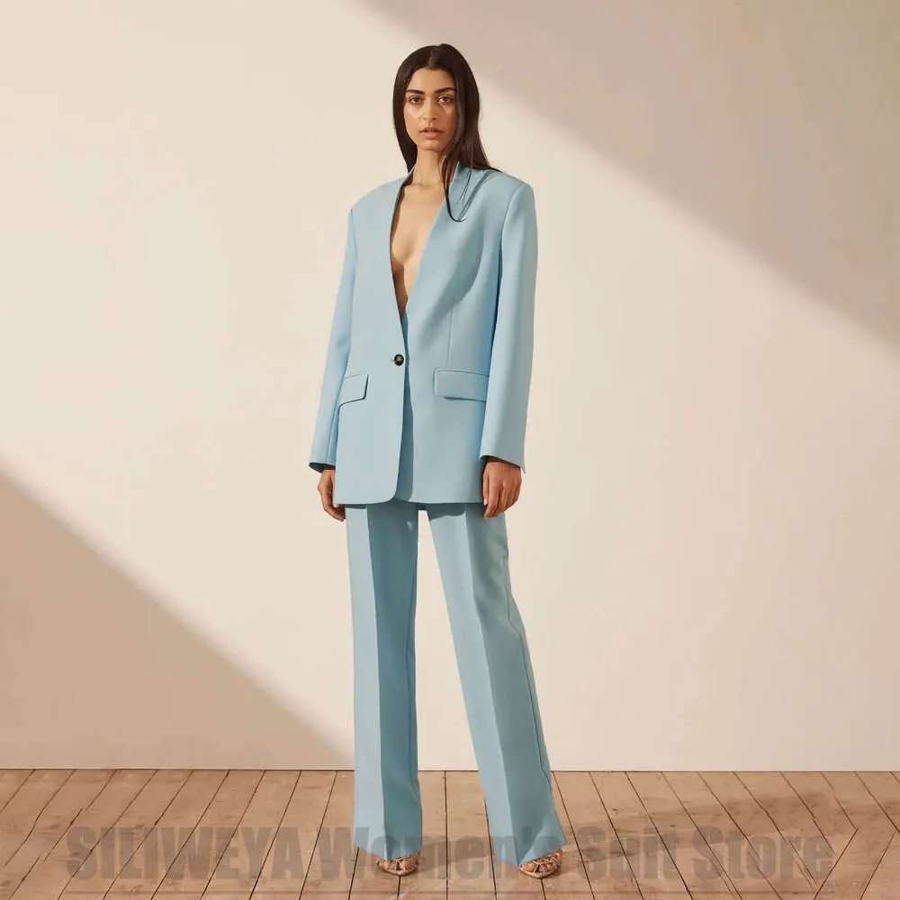 

Шикарный женский костюм на одной пуговице, офисная повседневная одежда, элегантная шикарная рабочая одежда, наряд для вечеринки, свободные костюмы из двух предметов (пиджак + брюки)