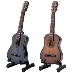 Wooden Miniature Guitar Model with Stand Modern Simple Mini Musical Ornaments Craft Home Desk Decoration 10cm 14cm Optional