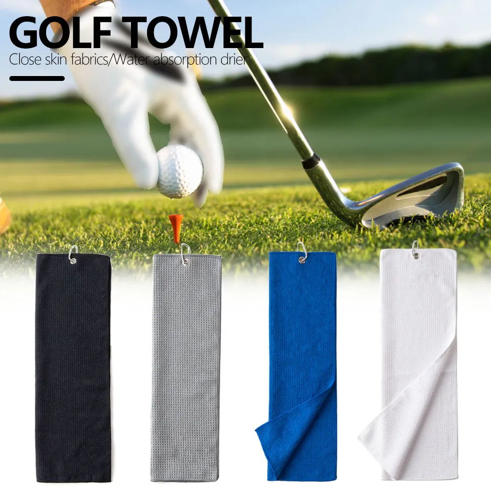 50*30cm Golf Towel Waffle Pattern Cotton With Carabiner Clip Cleaning Towels Microfiber Hook For Golf Sports lovers new for sale