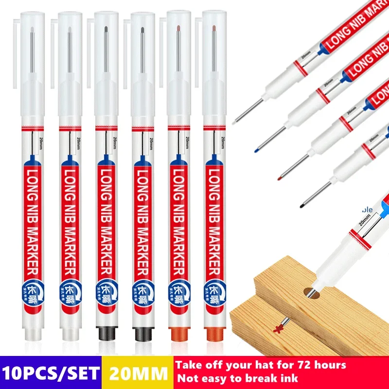 

Набор маркеров с длинным наконечником для глубоких отверстий, 20 мм, 10 шт./компл., для ванной, столярных работ, керамической плитки, деревообработки, декоративной маркировки, белый, черный