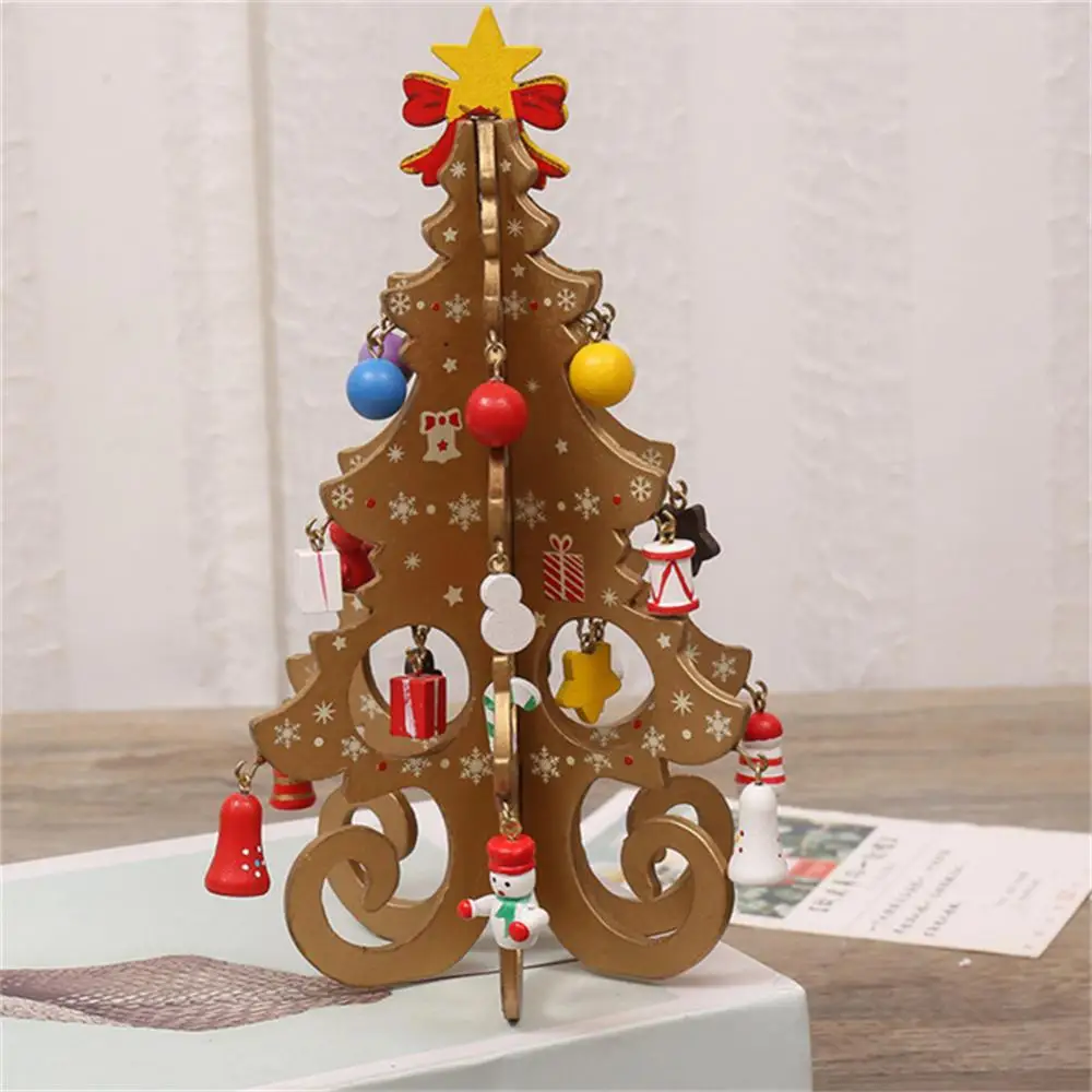 2025 Christmas Tree Children's Handmade DIY Stereo Wooden Christmas Tree Scene Layout Christmas Decorations Ornaments Hot