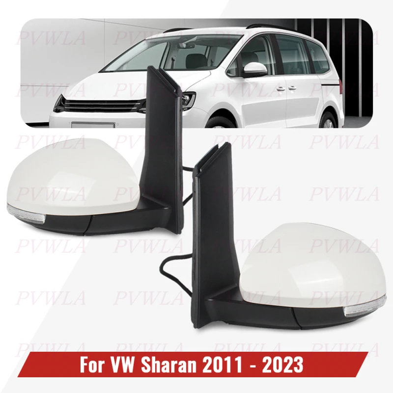 

15Pin White Painted Memory Puddle Lamp Rear Mirror Assembly For VW Sharan 2011 2012 2013 2014 2015 2016-2023 LHD Car Accessories