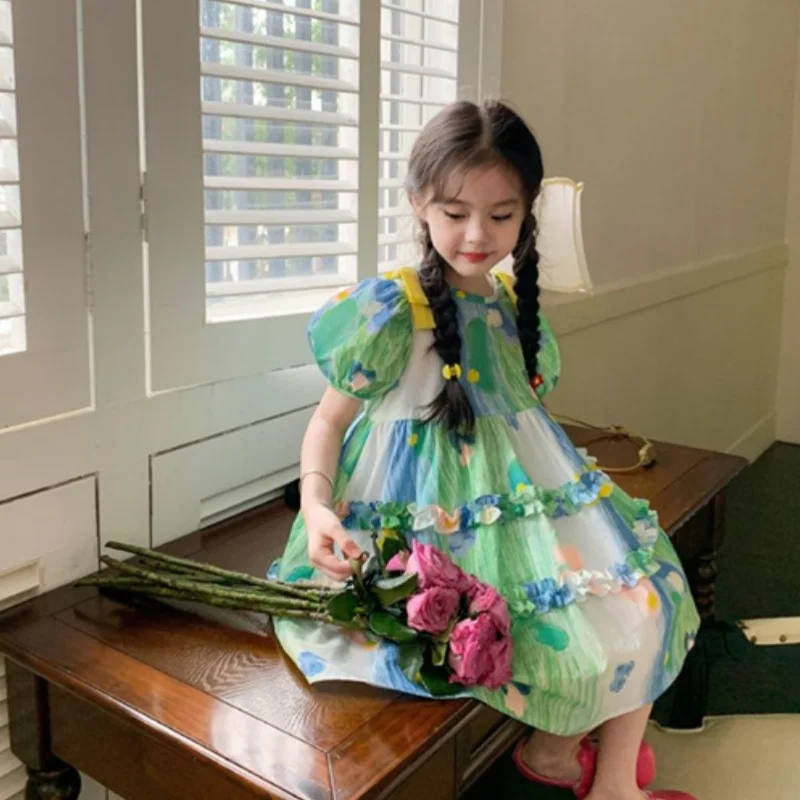 Girl Dress Kids Party Birthday Evening Gown Cotton 2024 Cheap Spring Summer For Wedding Flower Girl Dress Children Clothing