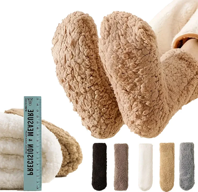 

1 Pair Plush Thermal Socks - Anti-Slip Warm Thickened Winter Indoor House Slippers, Soft Cozy Floor Socks,Comfort Footwear