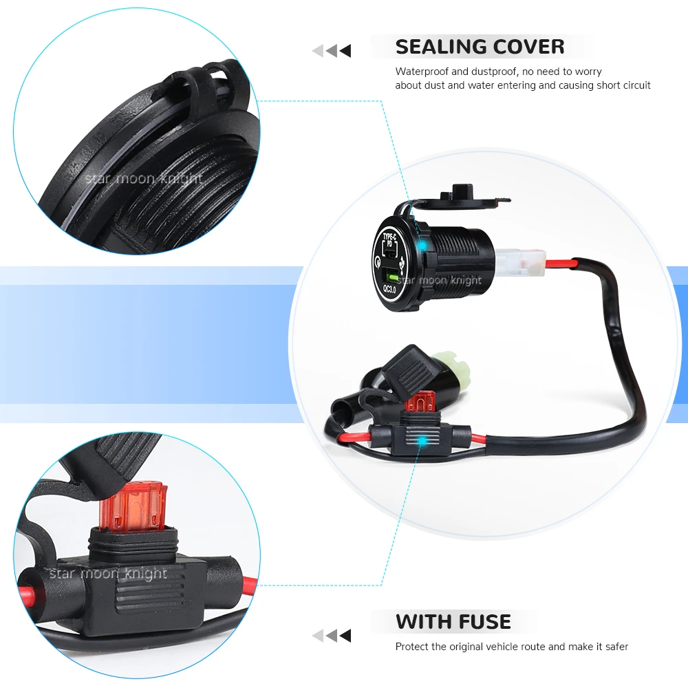 For Honda NX 400  NX400 2024 Accessories Motorcycle QC3.0 USB  Type C PD USB Charger Fast Charger Power Adapter Plug Socket