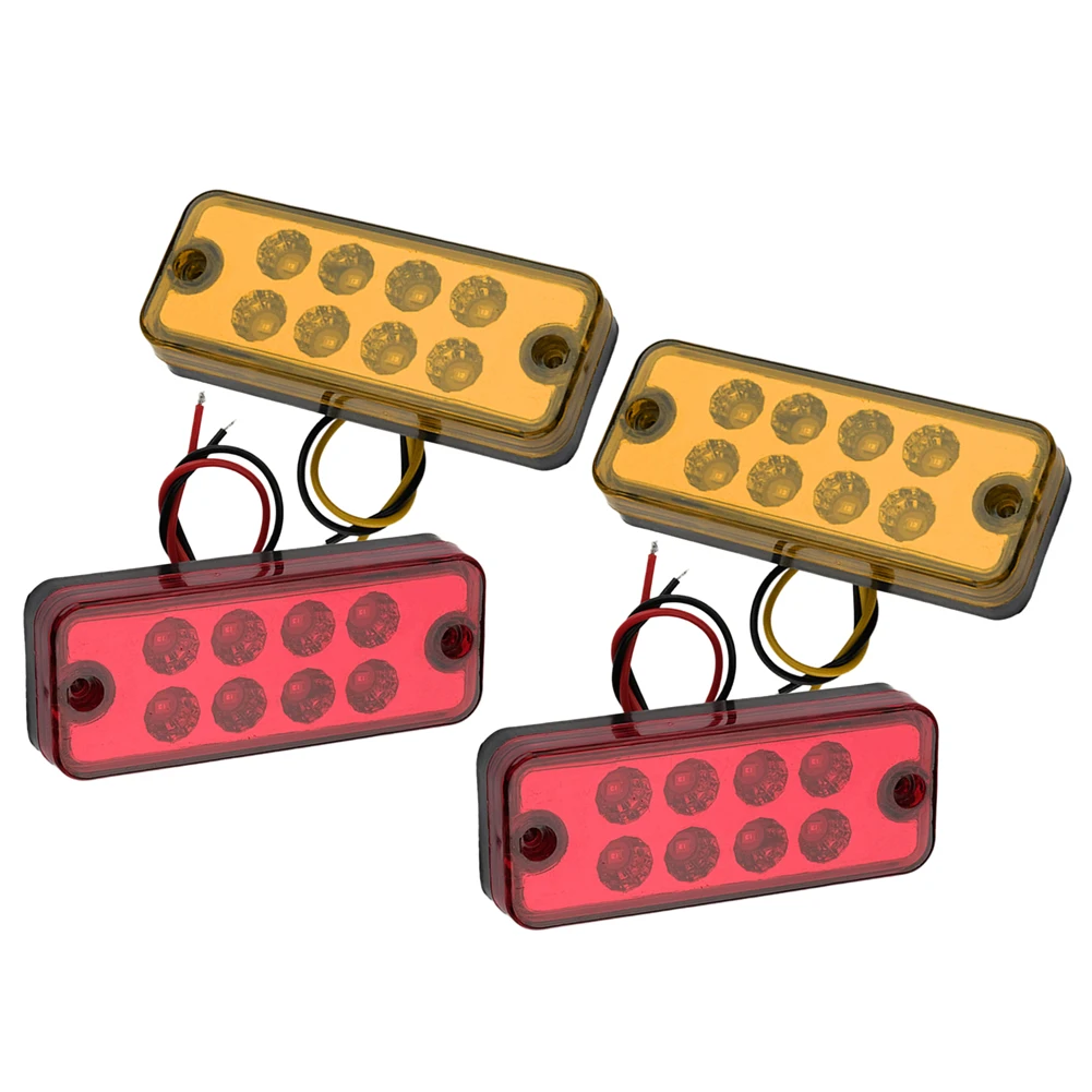 

4 шт. Янтарный и красный 8 светодиодных боковых габаритных фонарей, габаритная лампа 12 В, универсальная для грузовика, прицепа, грузовика, квадроцикла, внедорожника, пикапа UTE, автомобиля