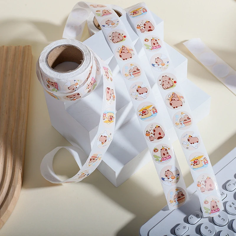 Cute Cartoon Brown Capybara Stickers 400pcs Plump Animal Design DIY Scrapbook Phone Wall Decal Reward Seal Label Kid Toy view 5