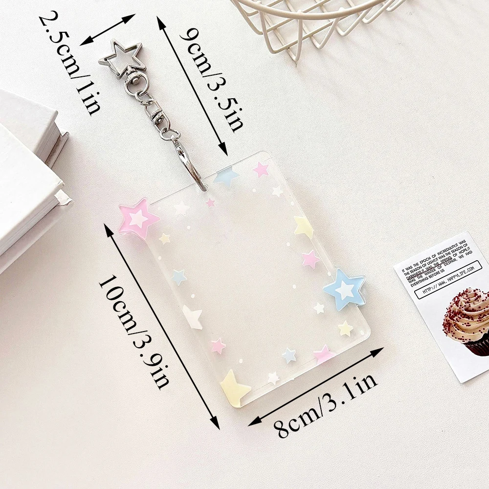 Ins Star Photocard Holder Acrylic Kpop Card Case Idol Photo Frame Photo Album ID Card Card Film Sleeve with Pendant Keychian