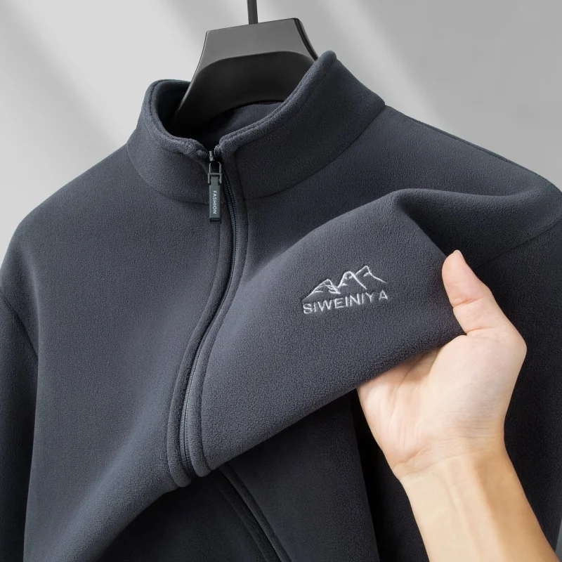 

Men's Thick Wool Stand Collar Zip Jacket Autumn Winter High Quality Embroidery Insulation Commuting Casual Versatile Menswear