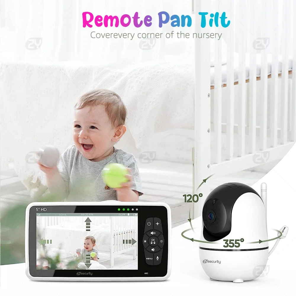 Imagem -03 - Monitor de Bebê com Vídeo de Polegadas com Câmera e Áudio Zoom 4x Bateria de 22 Horas Alcance de 1000 Pés Sensor de Temperatura de Áudio Bidirecional Babyphone