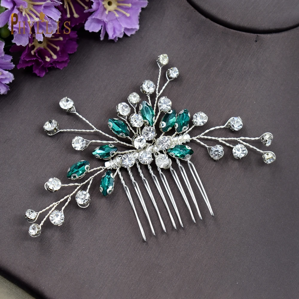 A462 Bruids Haar Kam Kleurrijke Rhinestone Tiara Bruiloft Haar Accessoires Voor Vrouwen Party Bruid Hoofddeksel Gift Hot Koop Hoofdtooi