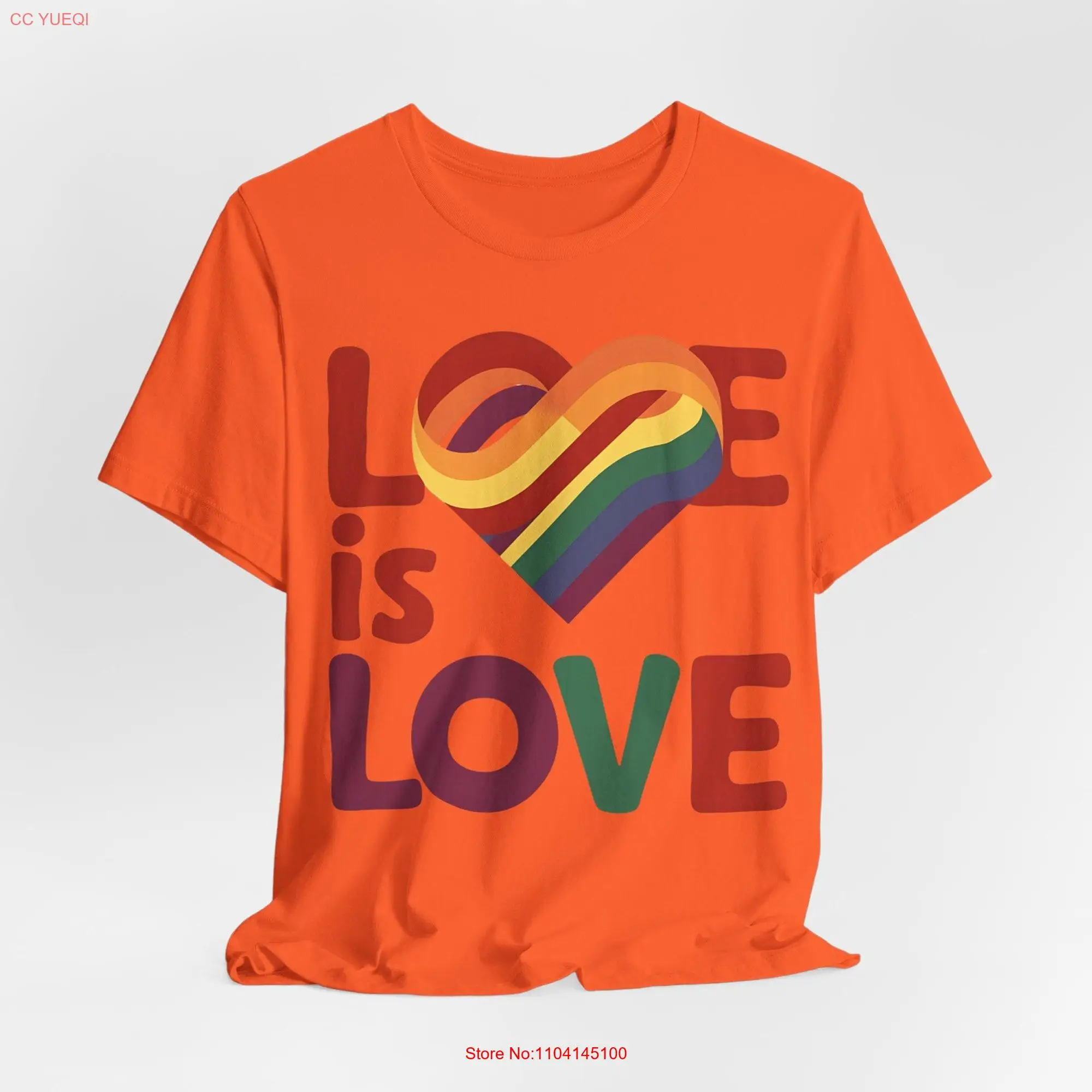 Love is T Shirt Rainbow Pride Heart Design LGBTQ Inclusive and Vibrant long or short sleeves