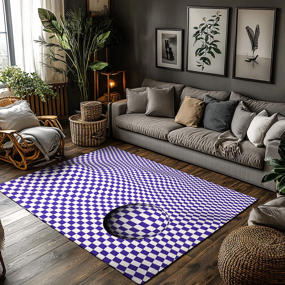 

Tuniu Vibrant Checkerboard Anti-Slip Rug Mat for Home Living Room Bedroom Kitchen Floor Decoration