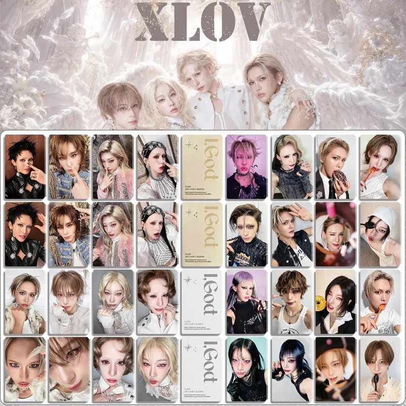 Lot de 4 cartes Lomo du nouvel album I, God du groupe de K-pop XLOV, cartes bonus spéciales, cartes postales WUMUTI RUI HARU HYUN, cadeaux pour fans, collection