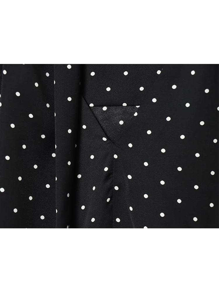 2026年新作 レディース Vネック ミニドレス ファッション 水玉模様プリント 長袖ドレス カジュアル ショートドレス スカーフ付き シックな婦人服