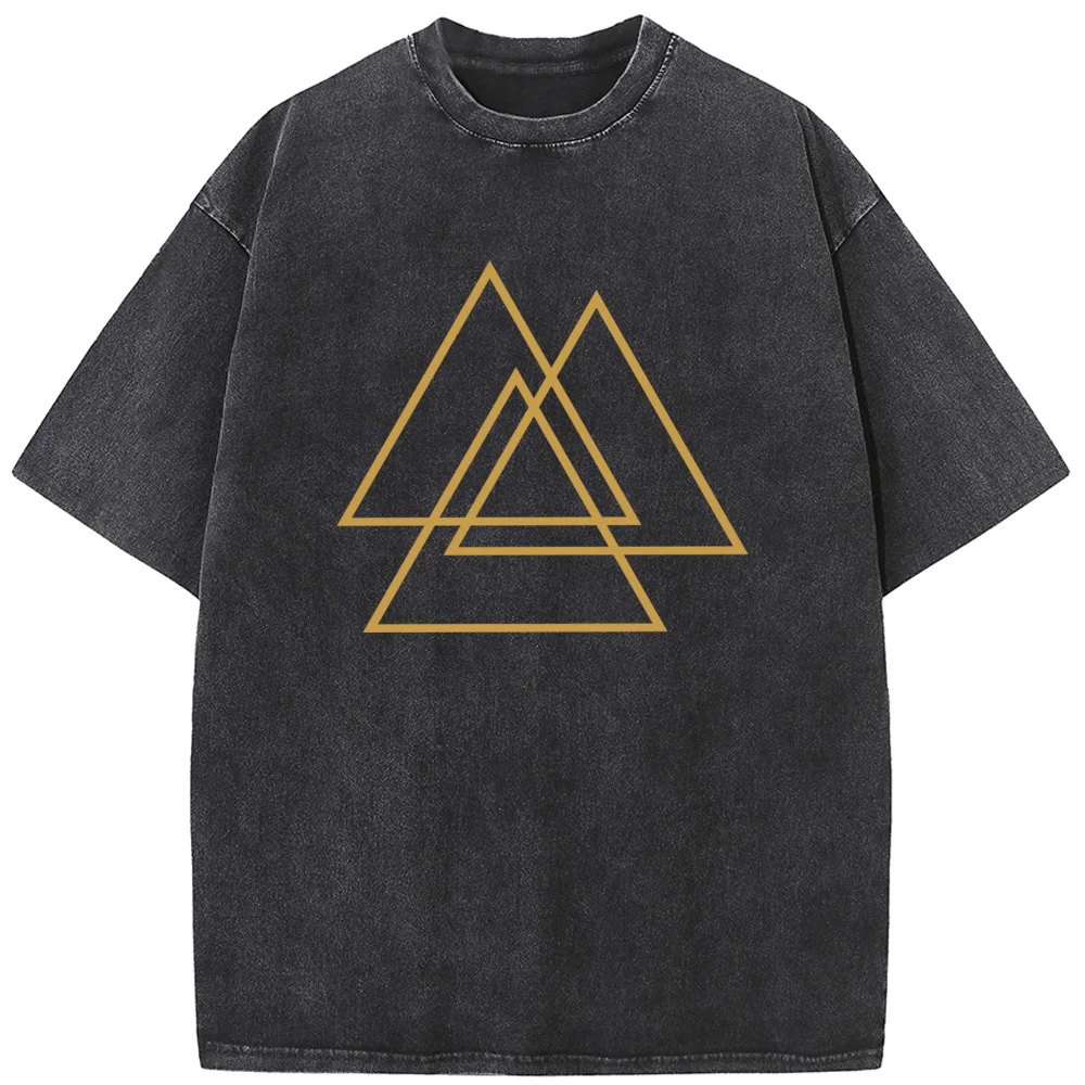 Triangle Men's Short-Sleeved T-shirt Men Women Casual Fashion Oversized T-shirt Men Casual Cotton Short Sleeve T-shirts